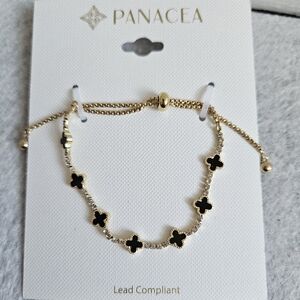 Panacea Gold and Black Clover Bracelet